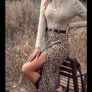 Shein Leopard Print Maxi Skirt